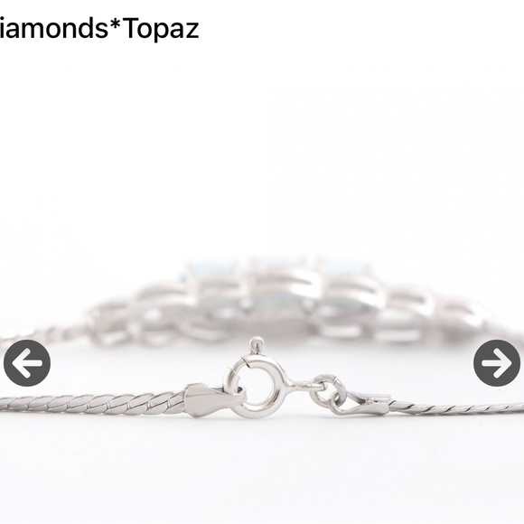 Beautiful Diamond and Sky Blue Topaz 7.5 Inch Designer Bracelet - Picture 2 of 3